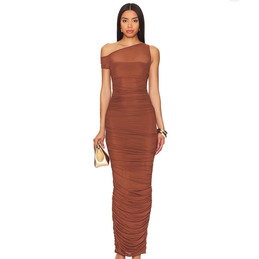 AFRM One-Shoulder Brown Dress